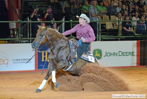 Reining was very popular with the audience  Shaun D Saunders riding Ruf Major